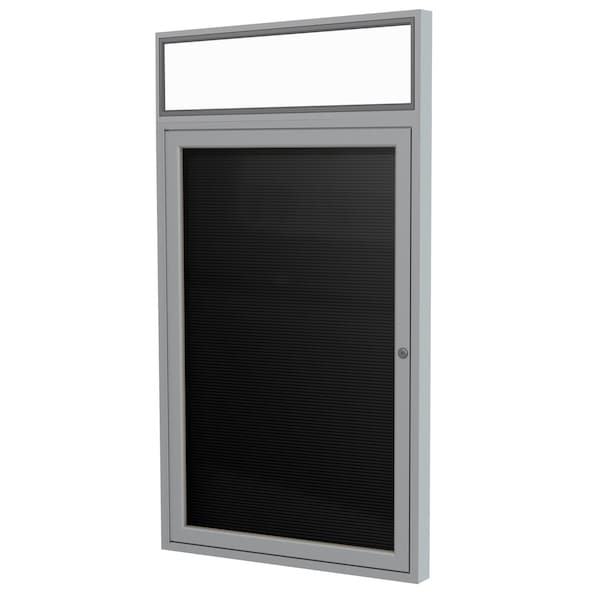 Ghent Enclosed Letter Board, 1 Door, Vnyl, Indr/Outdr, Ill Hdlnr, 3 ft H x 2 ft W, Black PABLX2-BK - main